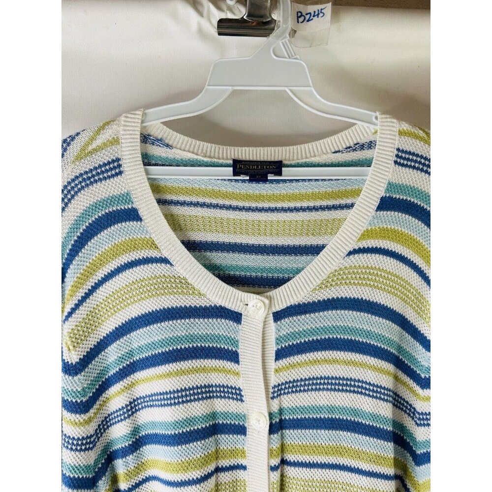 Pendleton Lightweight Cotton Rainbow Striped Card… - image 3